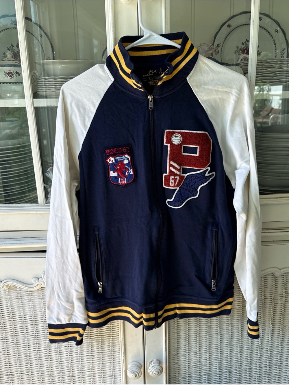 Polo Ralph Lauren Navy & White Varsity Jacket with Red Patch m Mens